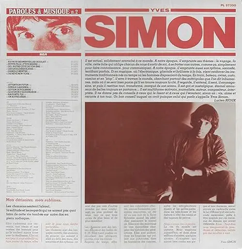 Yves Simon - Paroles et musiques N°2